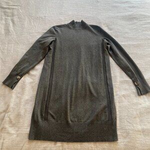 Tristan Mock Neck Ribbed Knit Dress — Khaki — Size Medium